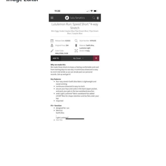 Lululemon Women’s Snake Print Blue Run Speed Short / Size-6 - Picture 6 of 8